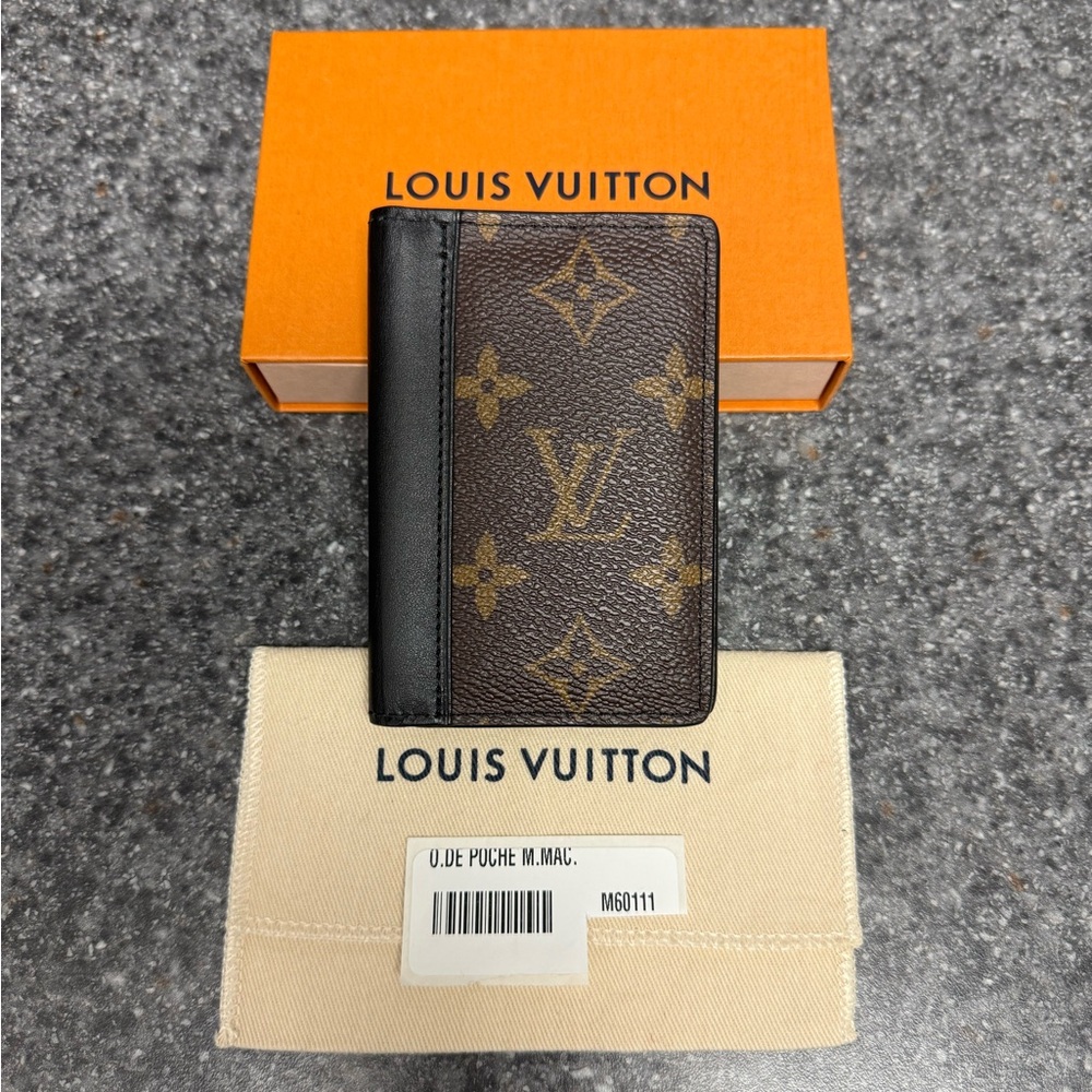 Louis Vuitton Black/Brown Monogram Macassar Pocket Organizer Card Holder M60111